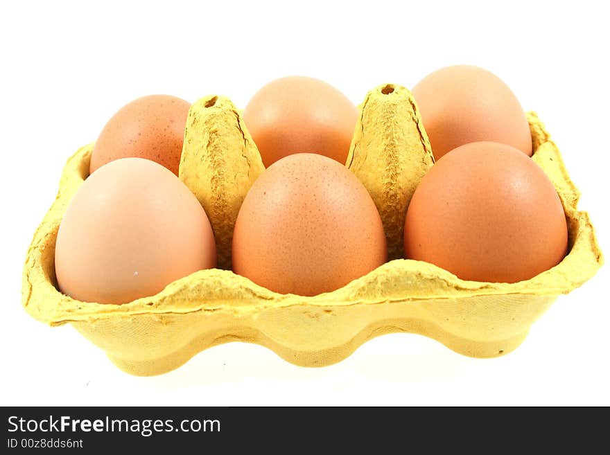 Eggs in a box isolated on white. See my other isolated images.