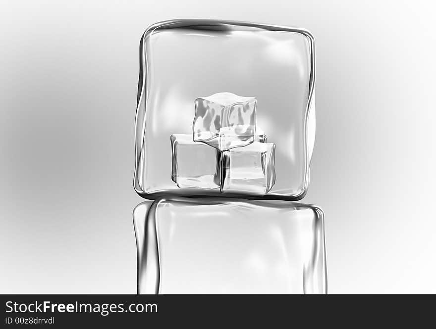 Ice cubes in white background