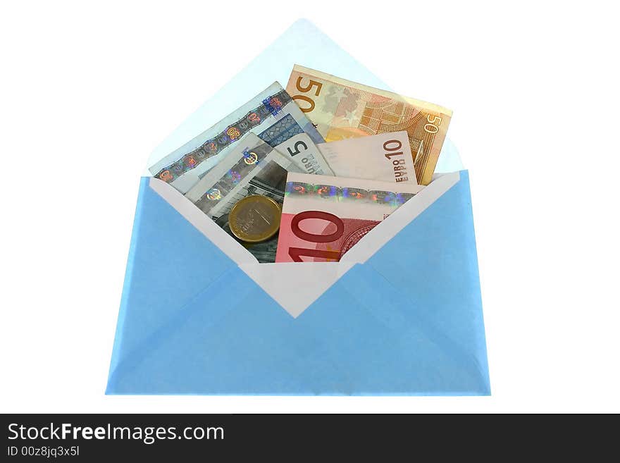 Banknotes with blue mail