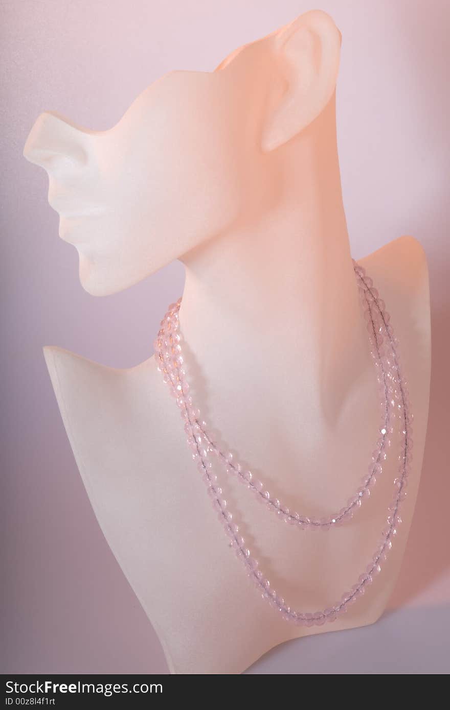 Pink Crystal Necklace on display