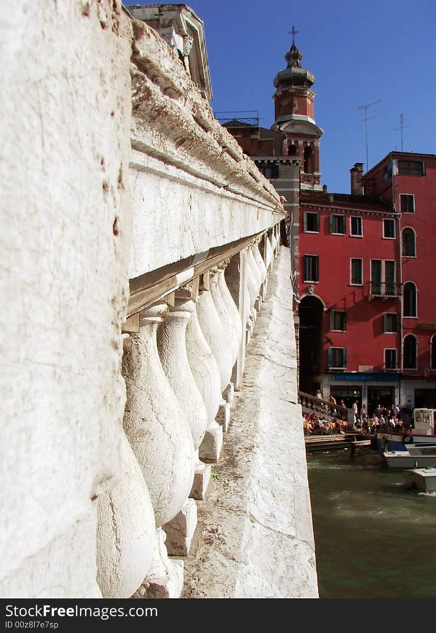 Bridge detail in Venice canal