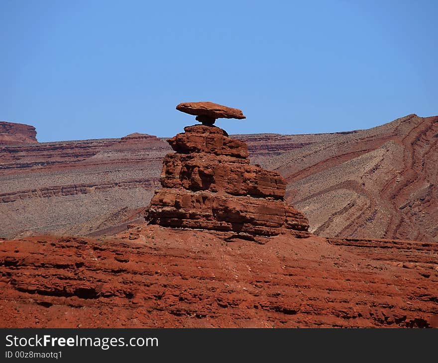 Rock formation in Southern Utah know as Mexican Hat rock