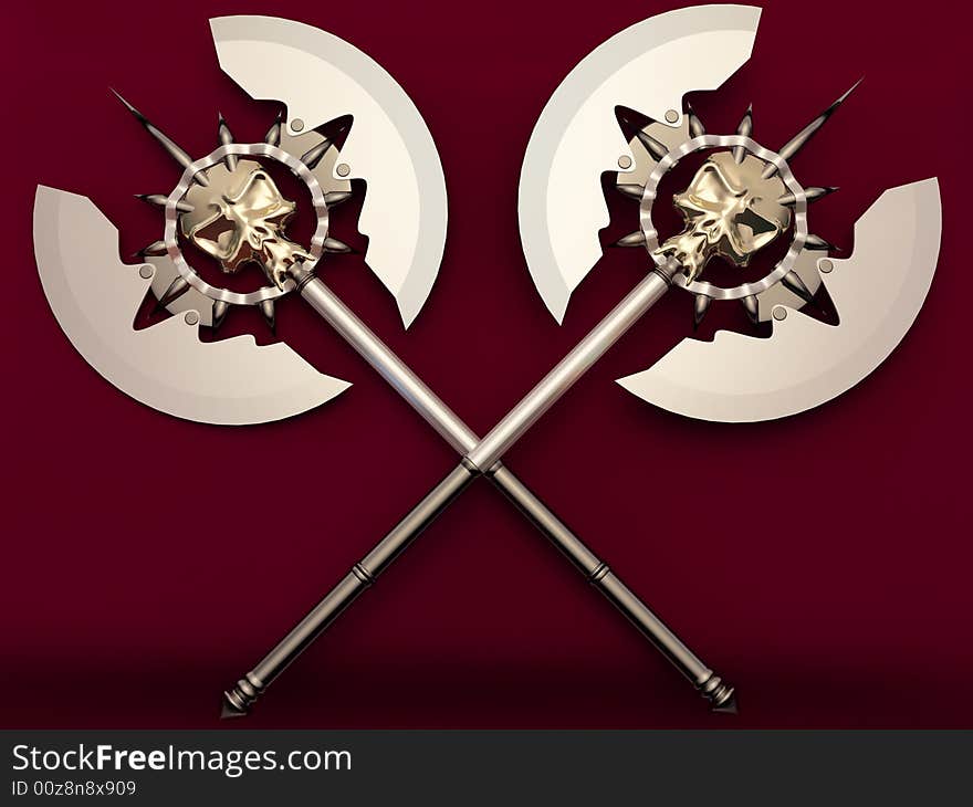 War axe on a maroon background