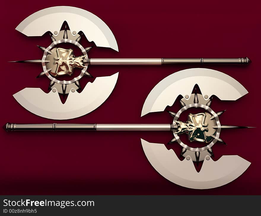 War axe on a maroon background