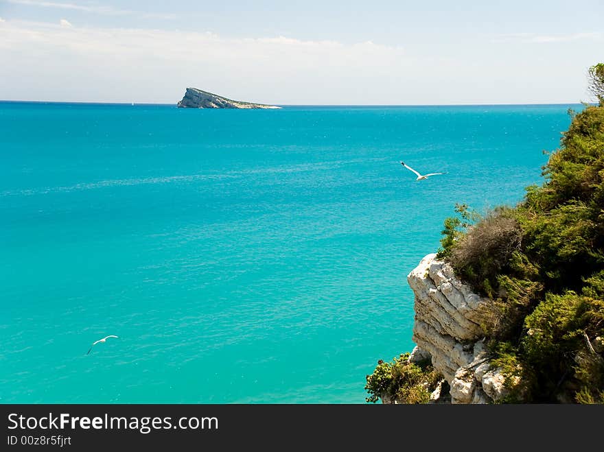 A sea landscape with cliffs