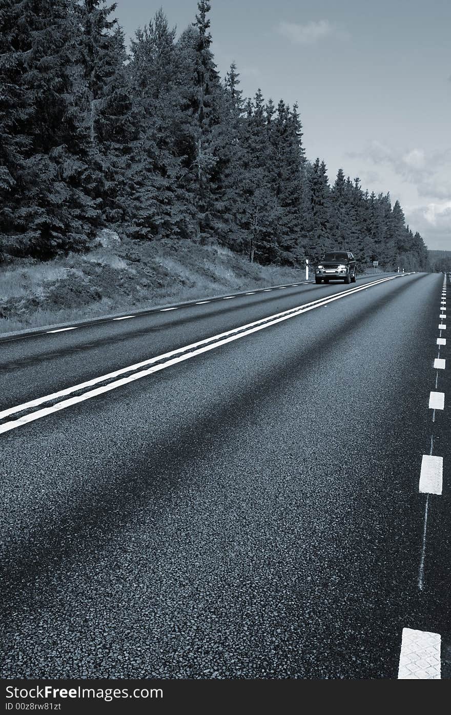 Suv, Car Driving On Country Road