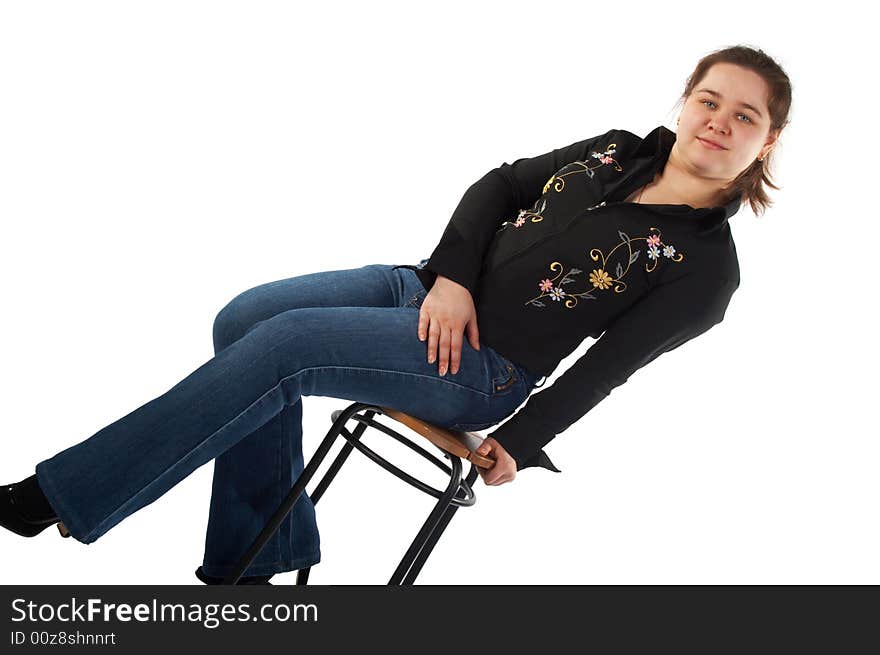 Girl Sits On Stool