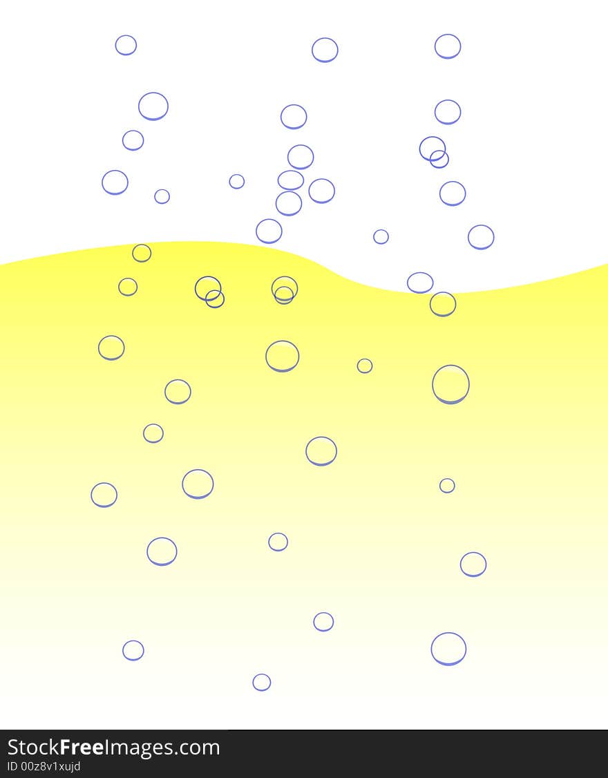 Yellow drink with bubbles, vector illustration