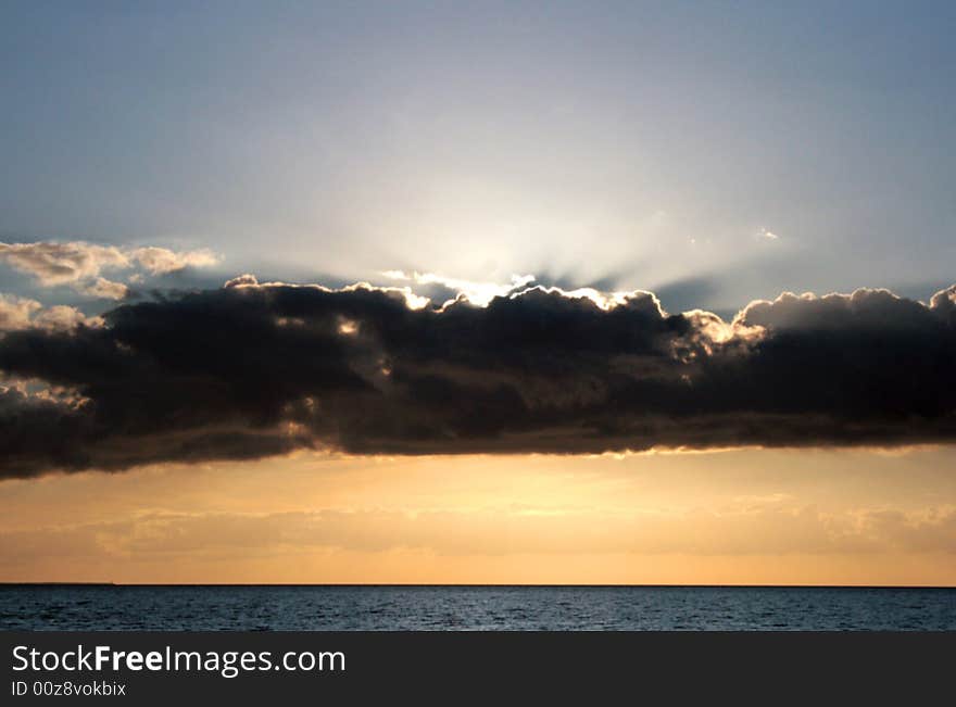 Scenic view of tragic sunset over Baltic sea