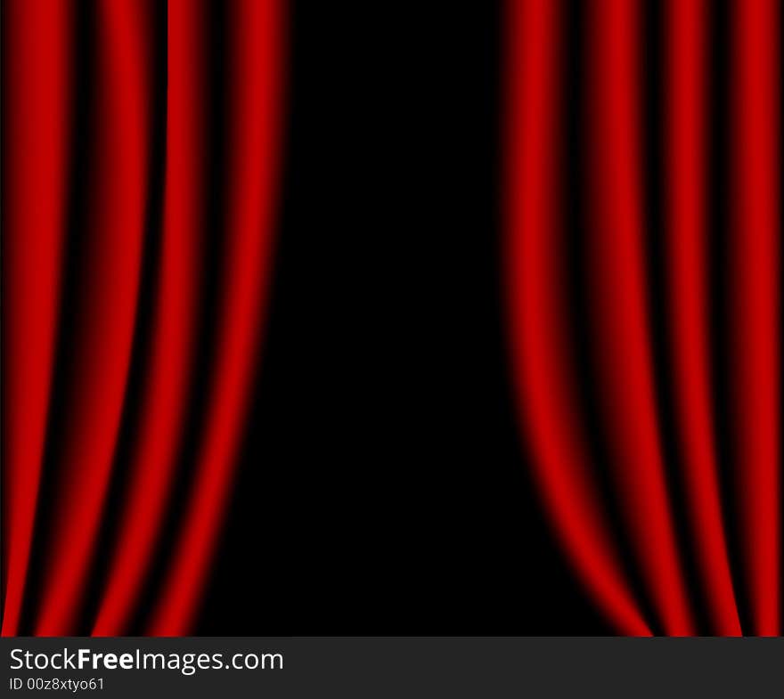 Open red curtains, vector illustration