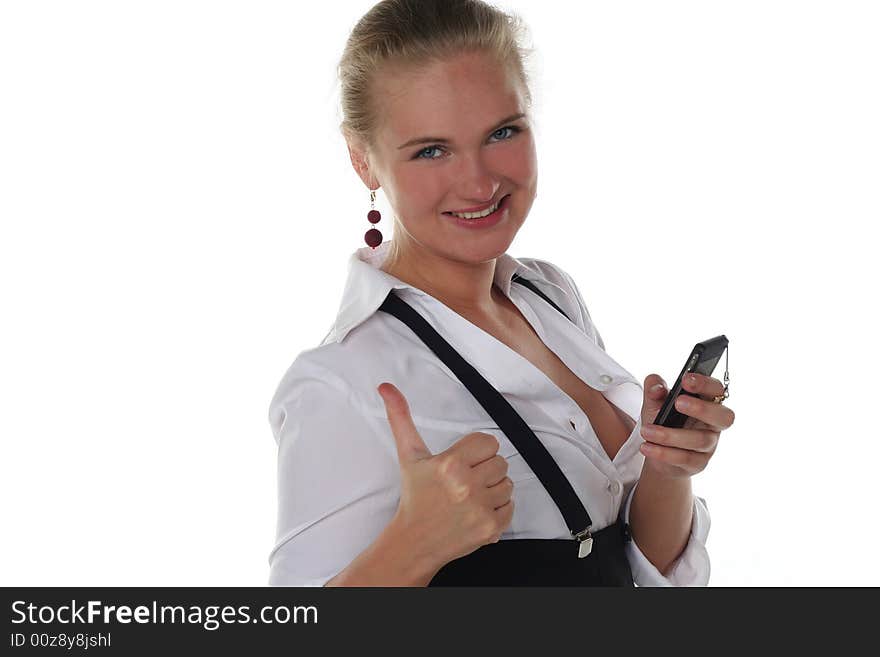 Business woman with ok gesture