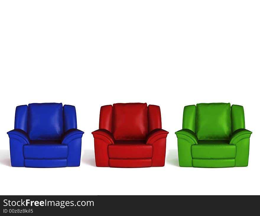 The image of an armchairs on a white background