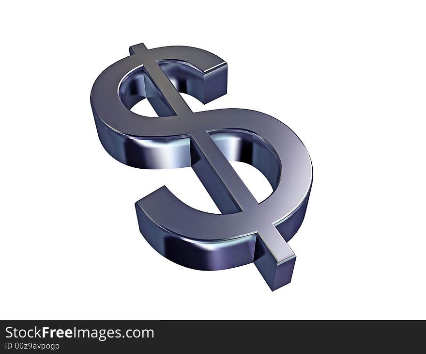 Silver symbol of dollar on a white background. Silver symbol of dollar on a white background