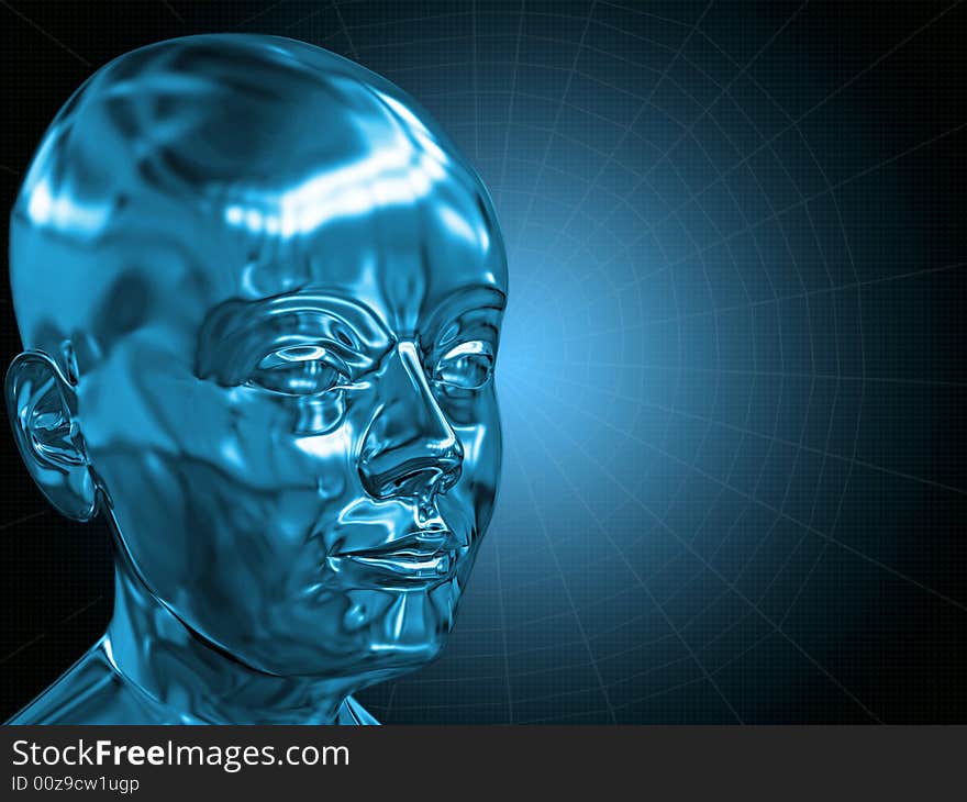 The conceptual image of a head of a cyborg. The conceptual image of a head of a cyborg