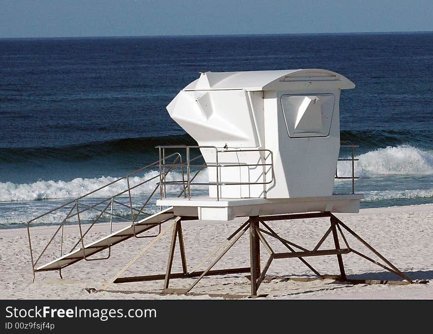 Modern life guard station on the beach