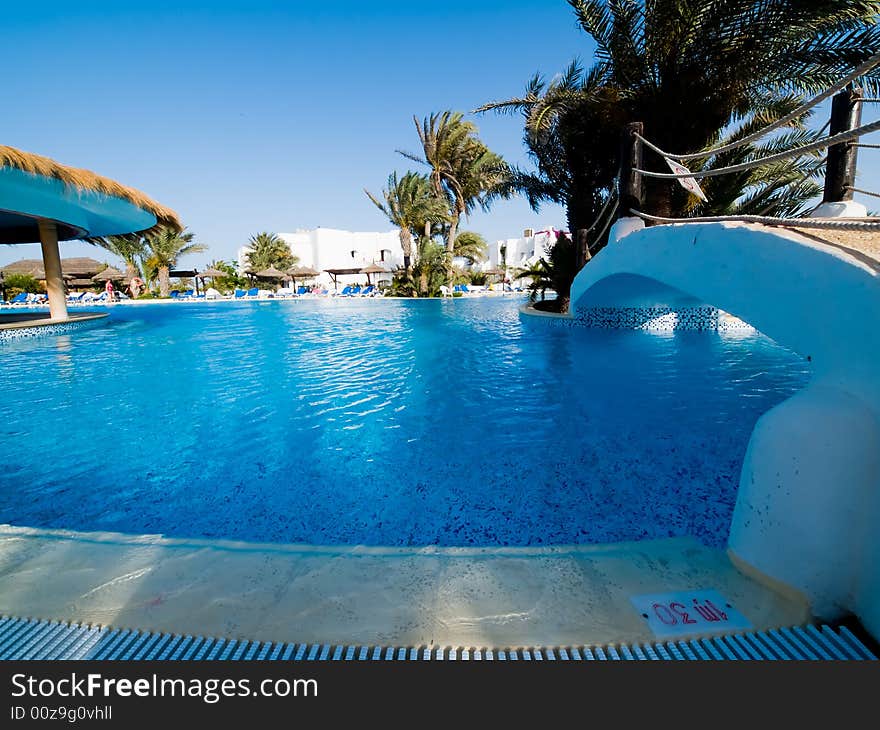 Blue Swimming Pool in the Hotel. Blue Swimming Pool in the Hotel