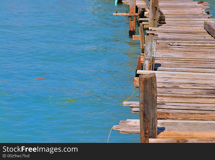 A jetty made of wooden stilts. A jetty made of wooden stilts