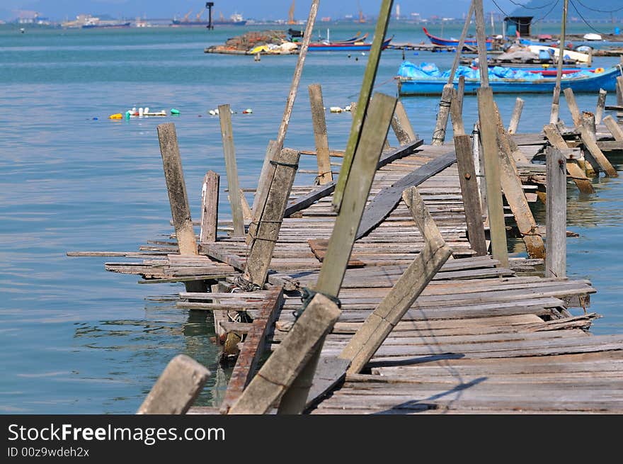 A jetty made of wooden stilts. A jetty made of wooden stilts