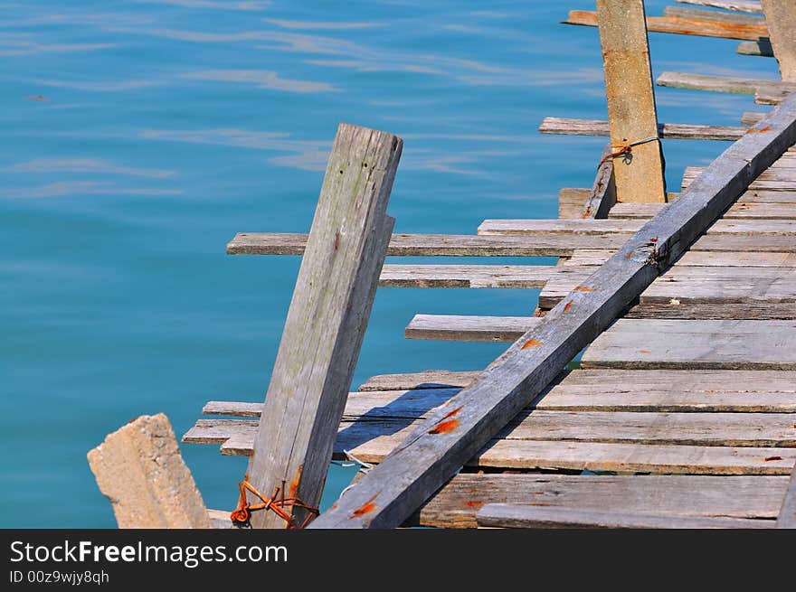 A jetty made of wooden stilts. A jetty made of wooden stilts