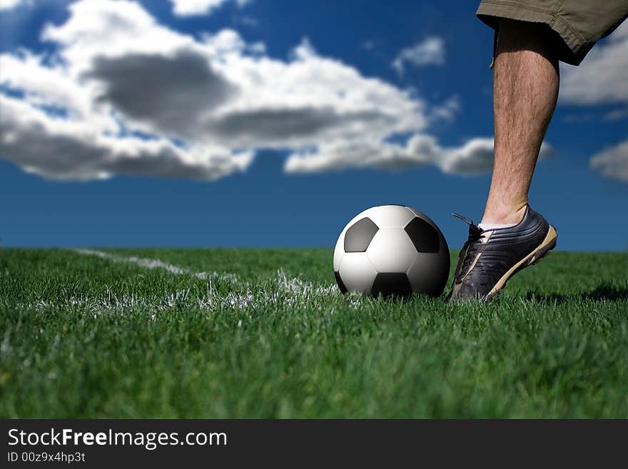 Soccer player ready to shoot