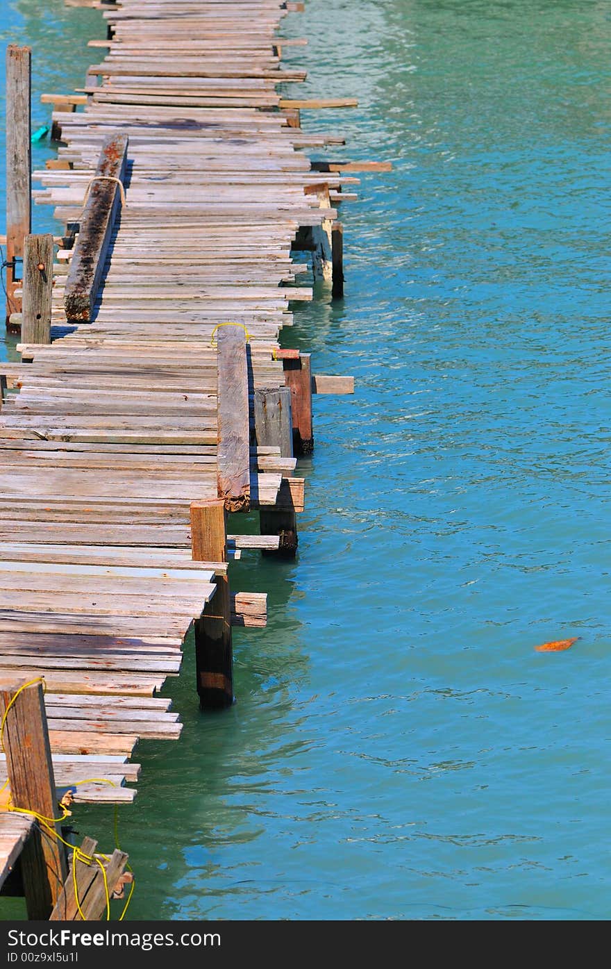 A jetty made of wooden stilts. A jetty made of wooden stilts