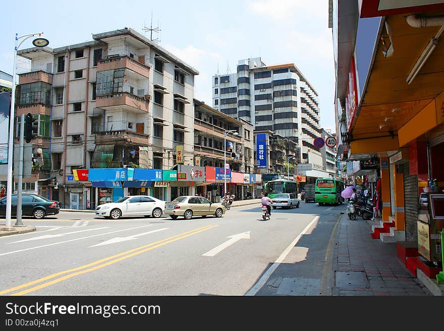 A steet in a developing  city. A steet in a developing  city