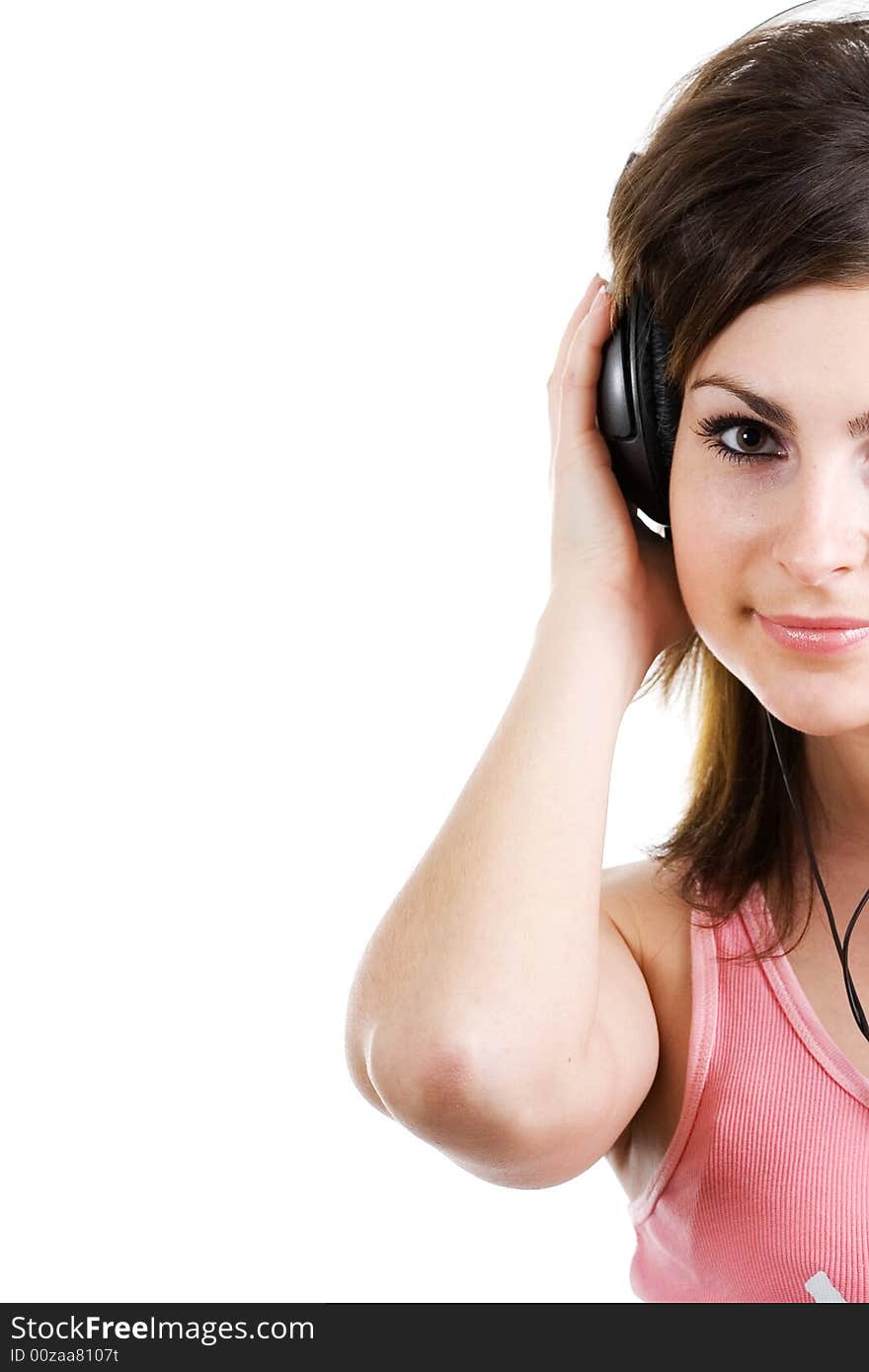 An image of nice woman listening to music. An image of nice woman listening to music