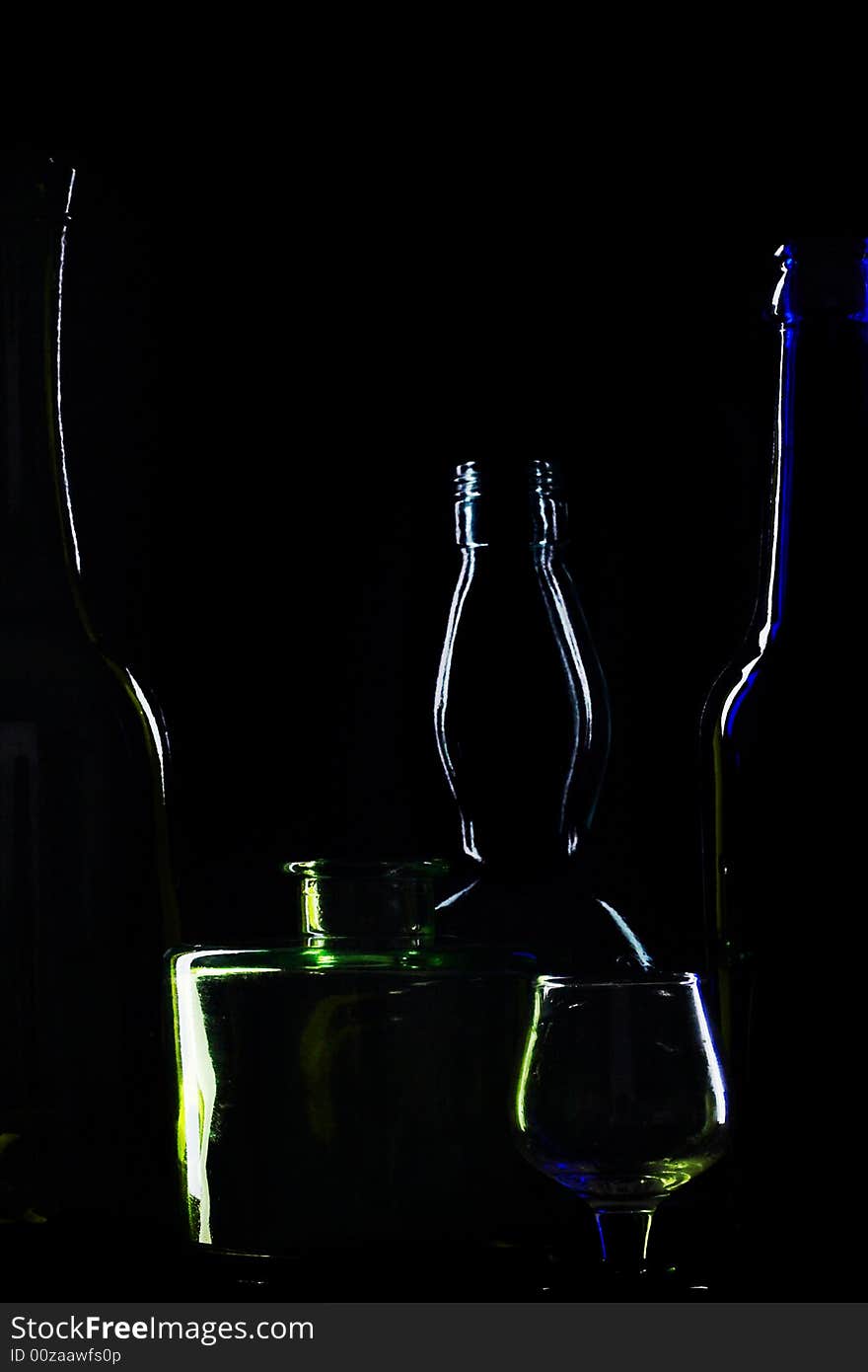 An image bottles on black background. An image bottles on black background