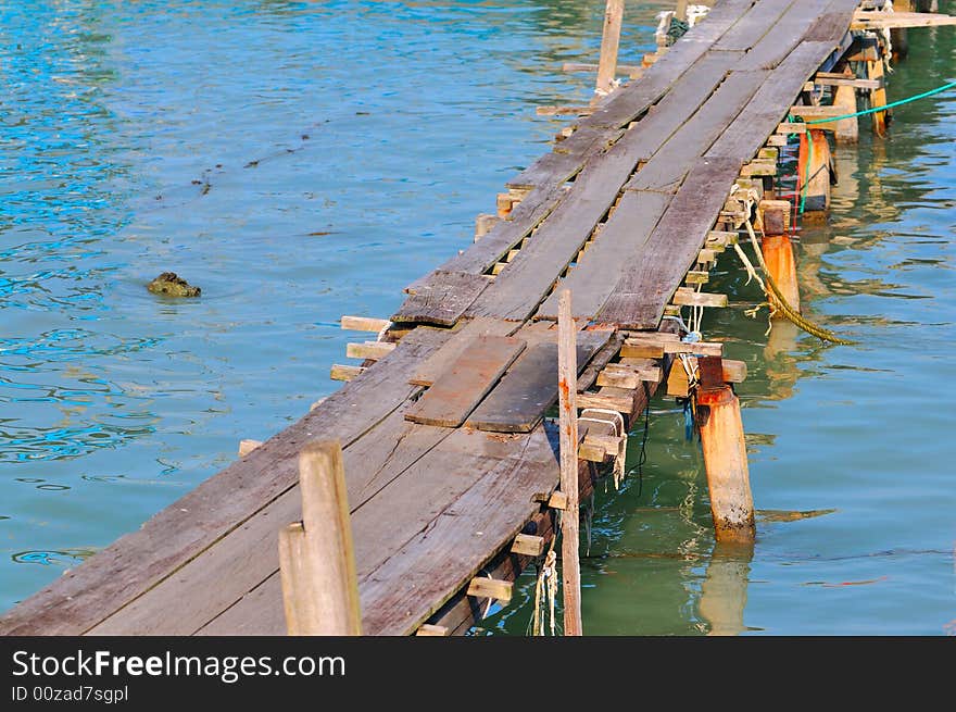 A jetty made of wooden stilts. A jetty made of wooden stilts