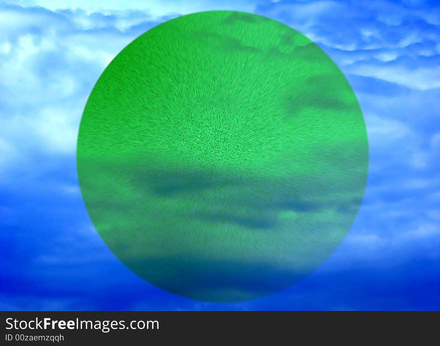 Dark storm sky in abstract presentation and green planet. Dark storm sky in abstract presentation and green planet