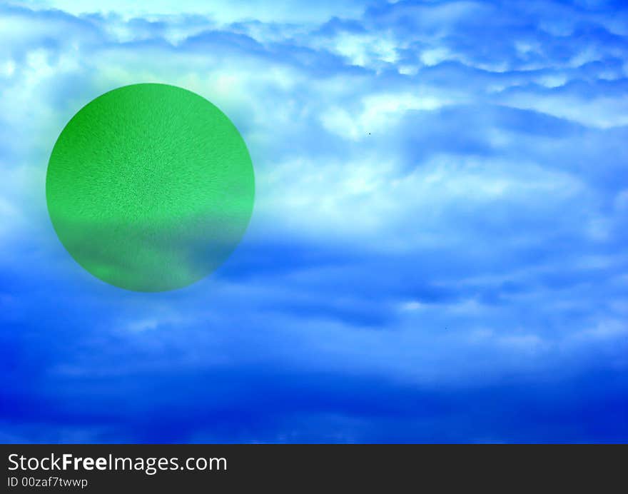 Dark storm sky in abstract presentation and green planet. Dark storm sky in abstract presentation and green planet