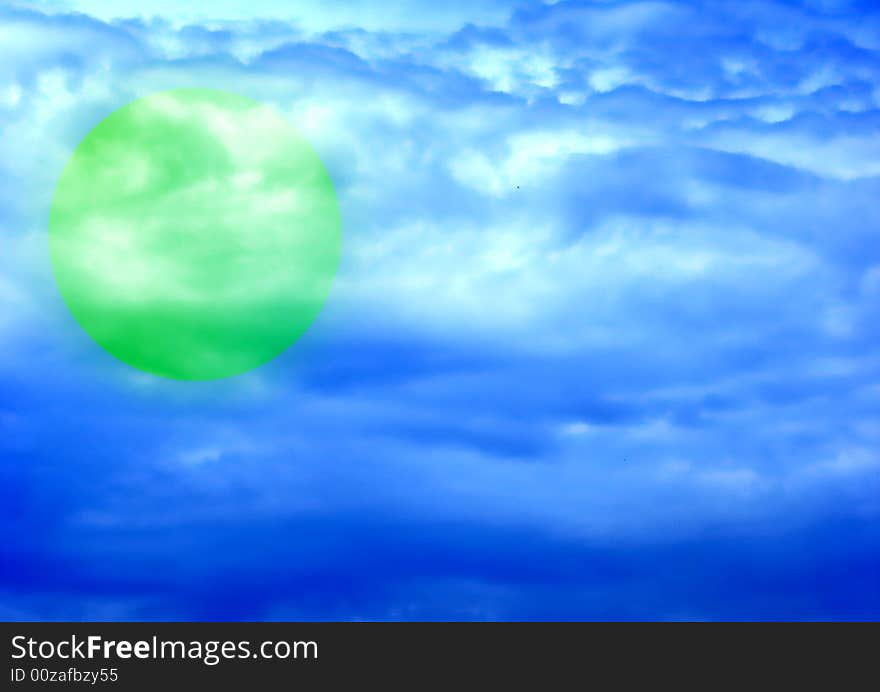 Dark storm sky in abstract presentation and green planet. Dark storm sky in abstract presentation and green planet