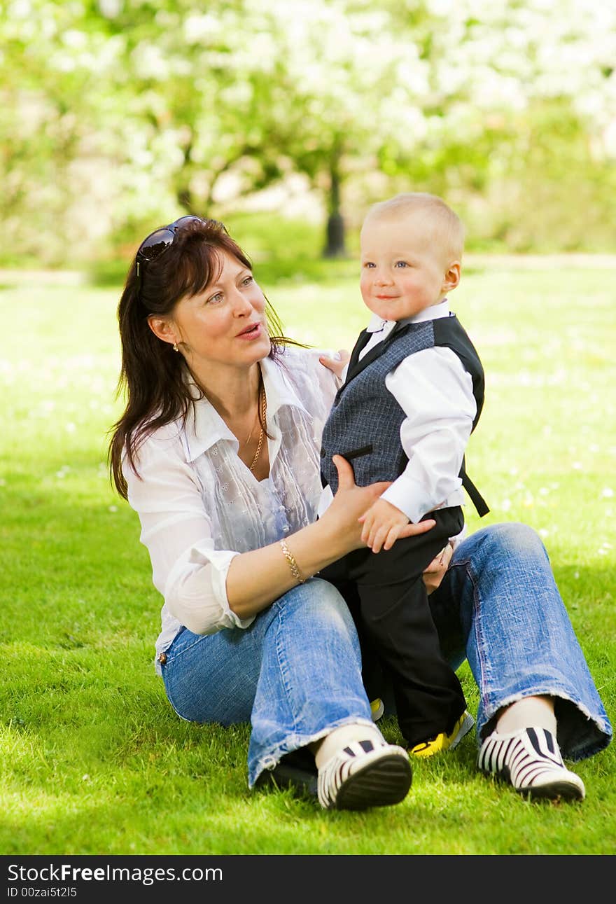 Mother with her child outdoors