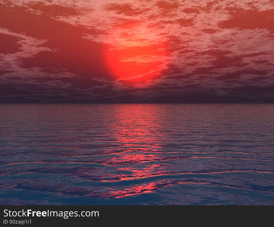 Beautiful sea and sky at sunset - digital artwork. Beautiful sea and sky at sunset - digital artwork