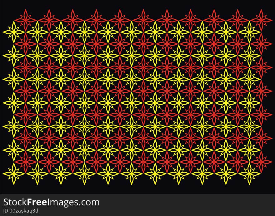 Yellow and red flower vector pattern. Yellow and red flower vector pattern