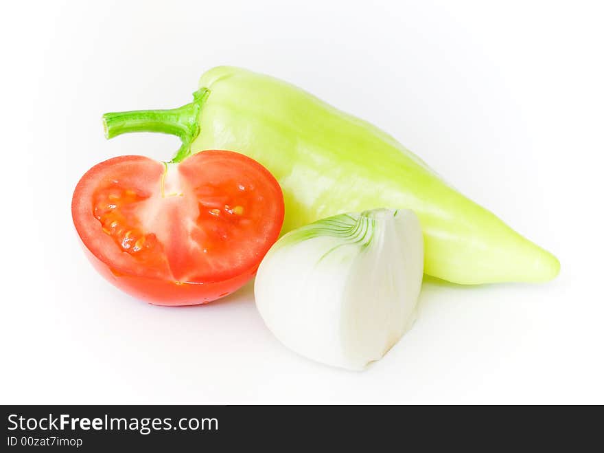 Tomato, pepper and onion