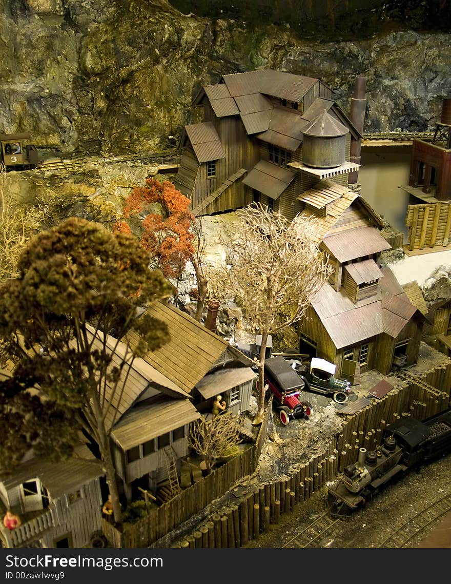 My Dad built every single part of this little town by hand. Board by board for the buildings, rock, trees, etc. Fine Detail. My Dad built every single part of this little town by hand. Board by board for the buildings, rock, trees, etc. Fine Detail.