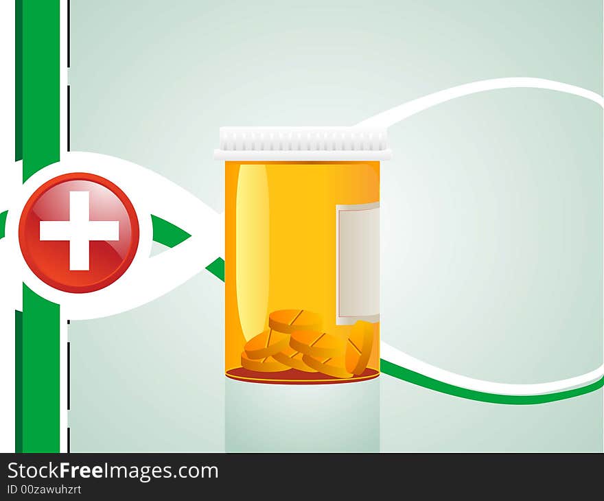 Medicine jar on abstract background