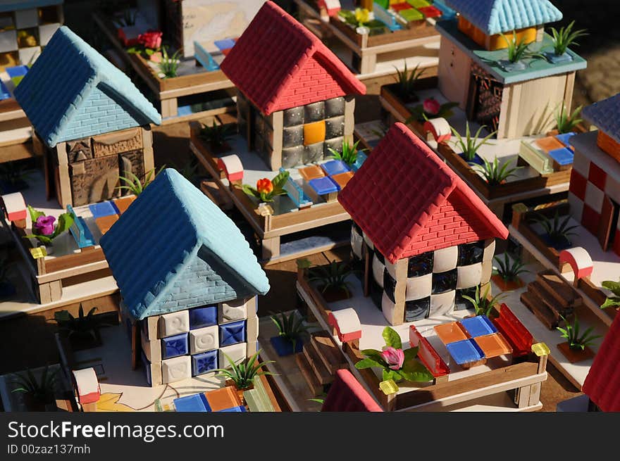 The Colorful Plaster Toy Houses