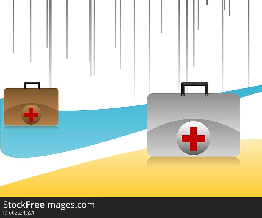 First aid boxes on abstract background