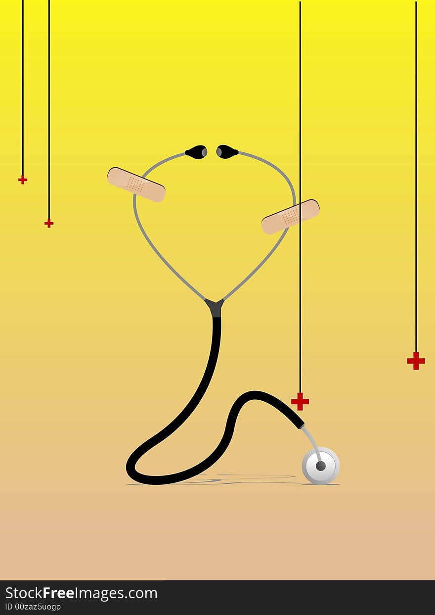 the stethoscope  on gradient background