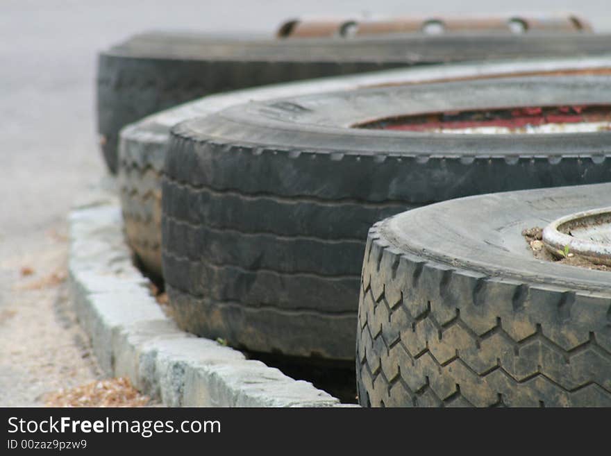 Line of tyres