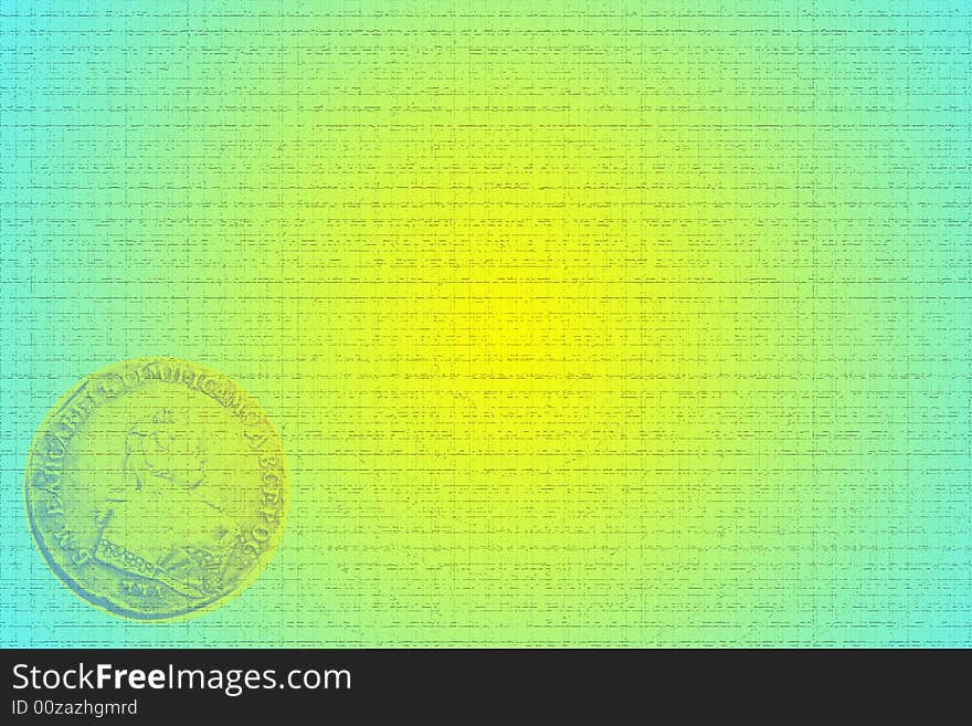 Aging collection coin with varicoloured texture in the manner of background abstract scene