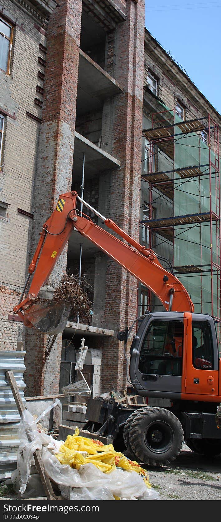 Excavator on a building place. Excavator on a building place