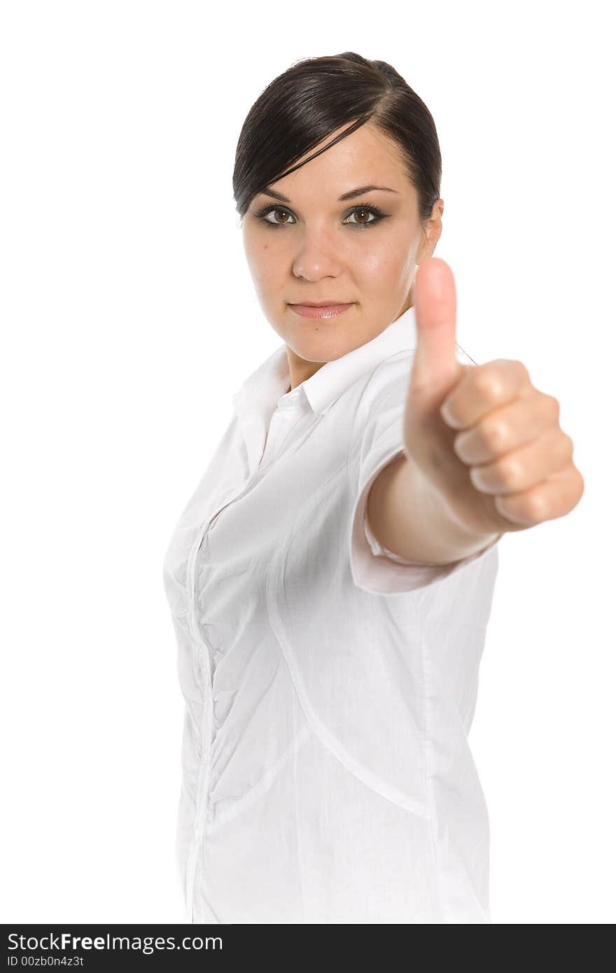 Attractive businesswoman on white background