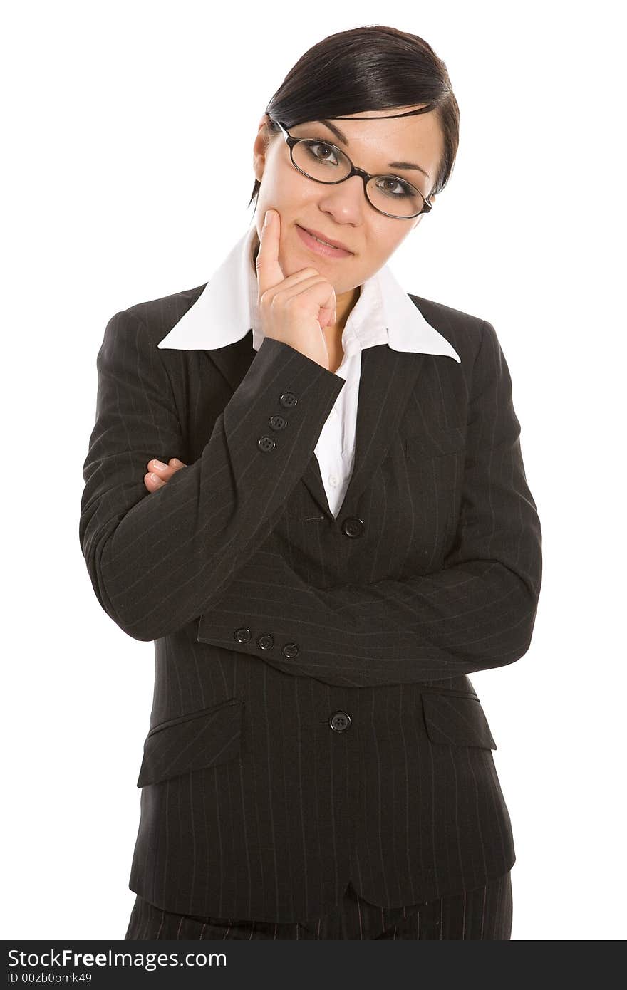 Attractive businesswoman on white background