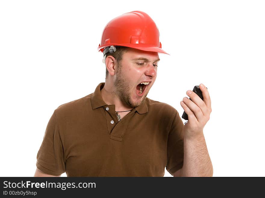 Casual worker on white background