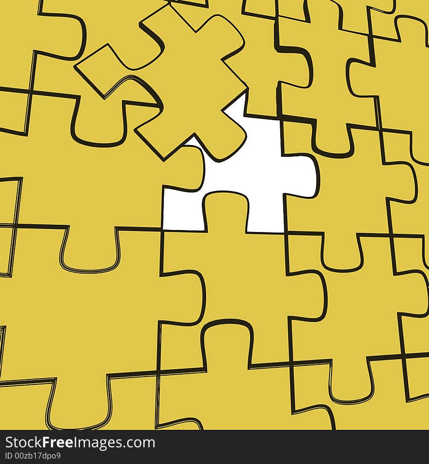 Yellow puzzle - 3d render illustration (with vector eps format)