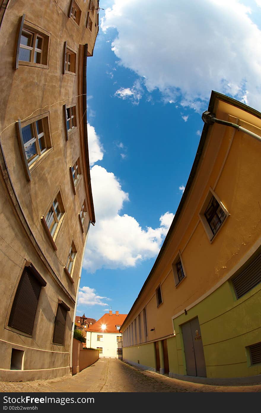 Monuments in Wroclaw, Poland (fisheye perspective)