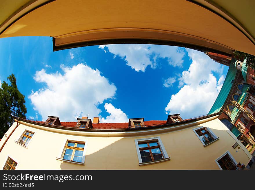 Monuments in Wroclaw, Poland (fisheye perspective)